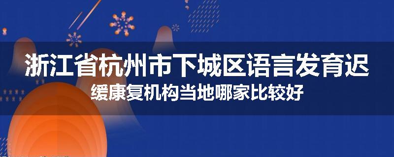 浙江省杭州市下城区语言发育迟缓康复机构当地哪家比较好