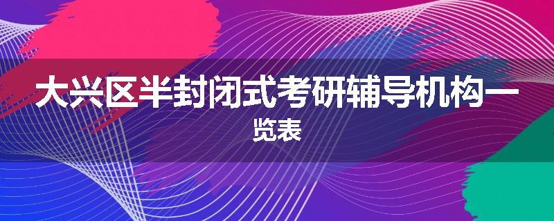 大兴区半封闭式考研辅导机构一览表