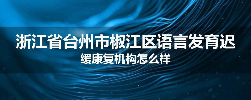 浙江省台州市椒江区语言发育迟缓康复机构怎么样
