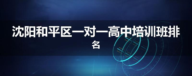 沈阳和平区一对一高中培训班排名