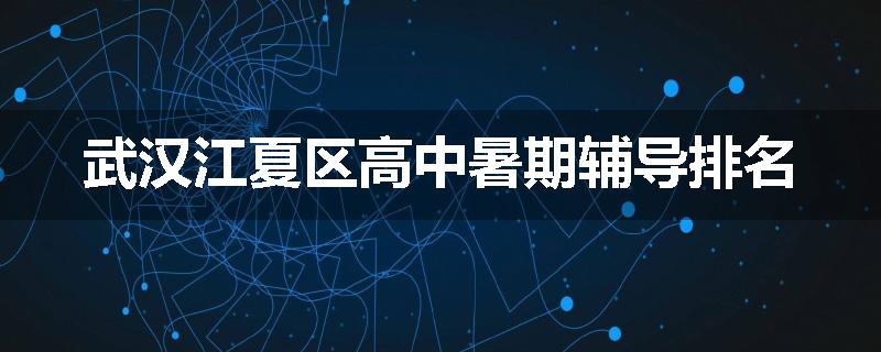 武汉江夏区高中暑期辅导排名