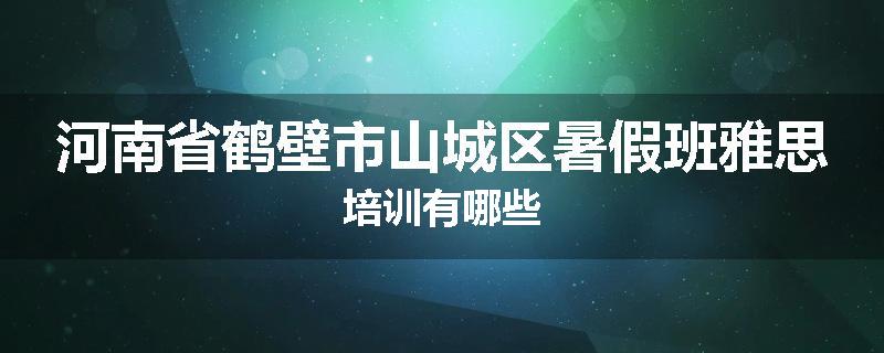 河南省鹤壁市山城区暑假班雅思培训有哪些