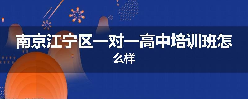 南京江宁区一对一高中培训班怎么样