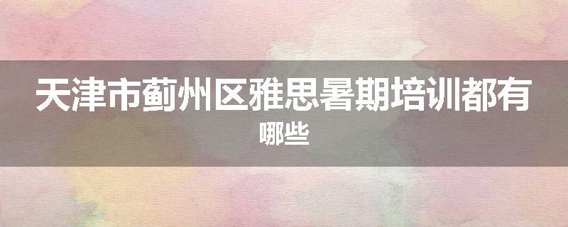 天津市蓟州区雅思暑期培训都有哪些