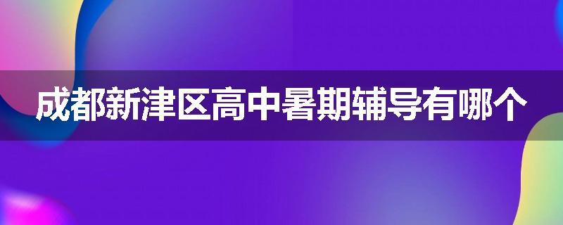 成都新津区高中暑期辅导有哪个