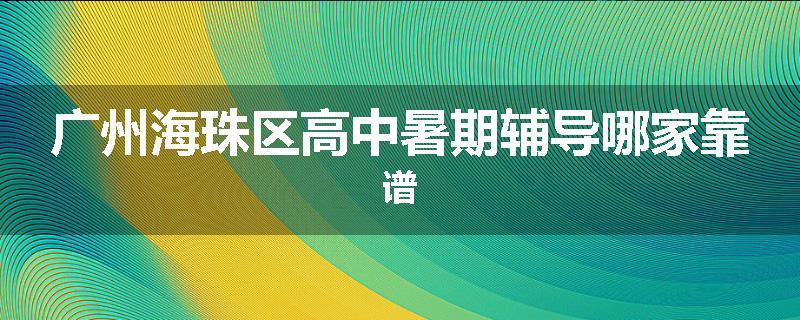 广州海珠区高中暑期辅导哪家靠谱
