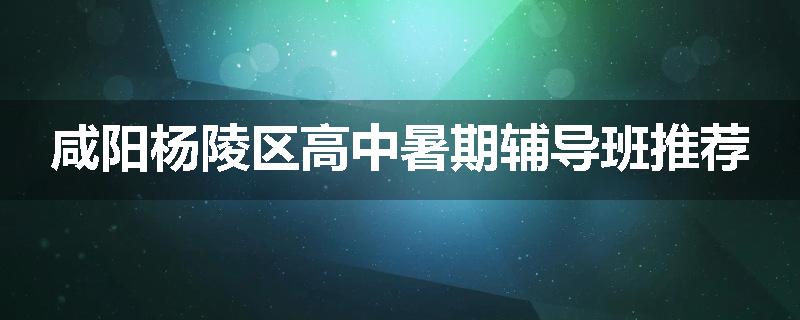 咸阳杨陵区高中暑期辅导班推荐