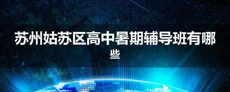 苏州姑苏区高中暑期辅导班有哪些