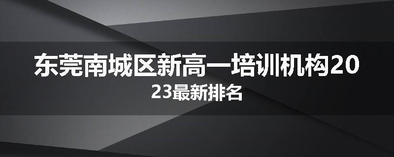 东莞南城区新高一培训机构2023最新排名