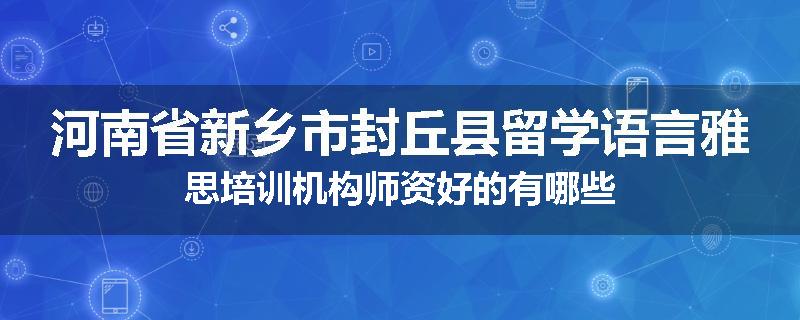 河南省新乡市封丘县留学语言雅思培训机构师资好的有哪些