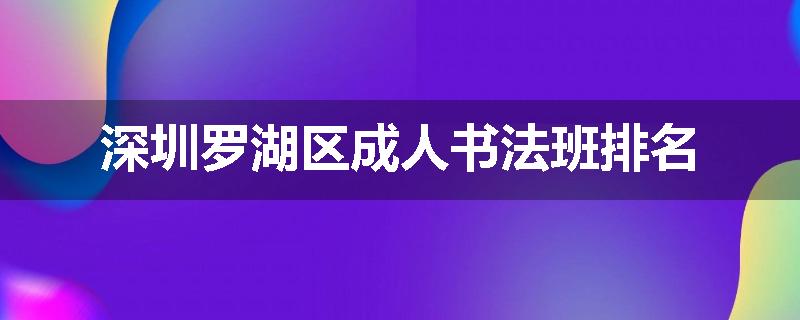 深圳罗湖区成人书法班排名