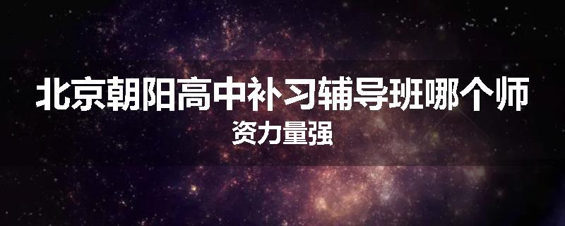 北京朝阳高中补习辅导班哪个师资力量强