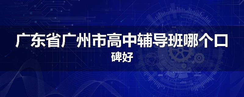 广东省广州市高中辅导班哪个口碑好