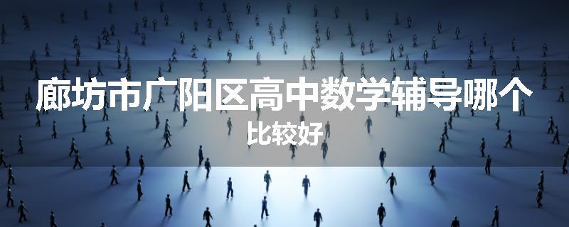 廊坊市广阳区高中数学辅导哪个比较好