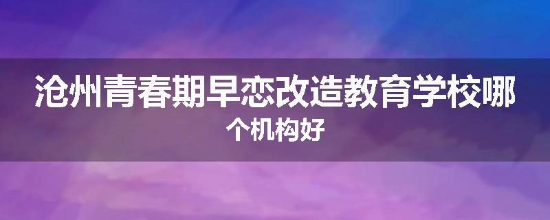 沧州青春期早恋改造教育学校哪个机构好