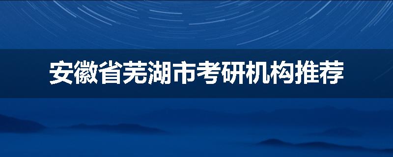 安徽省芜湖市考研机构推荐