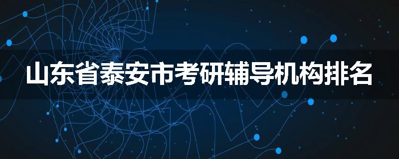 山东省泰安市考研辅导机构排名