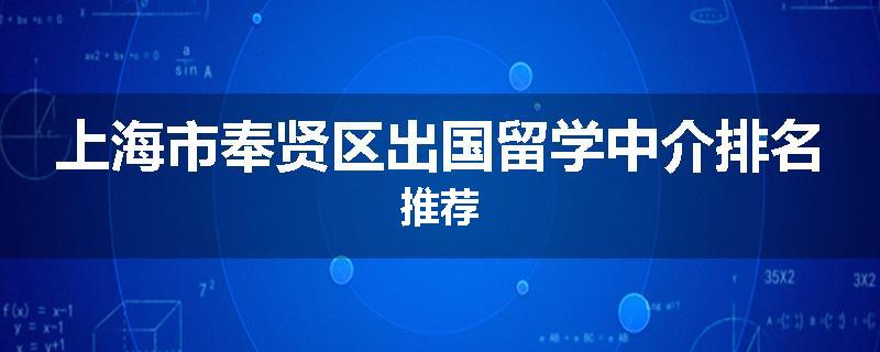 上海市奉贤区出国留学中介排名推荐