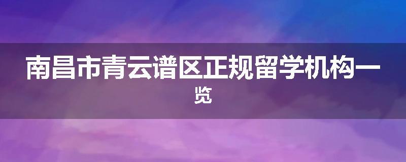 南昌市青云谱区正规留学机构一览