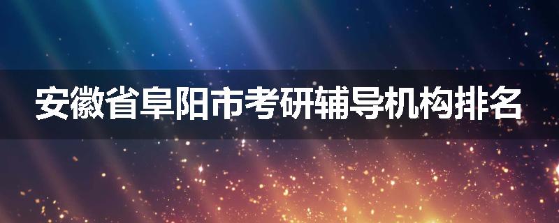 安徽省阜阳市考研辅导机构排名