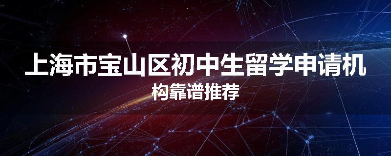 上海市宝山区初中生留学申请机构靠谱推荐