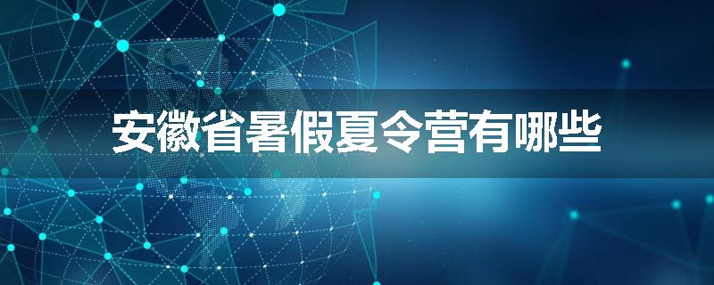 安徽省暑假夏令营有哪些