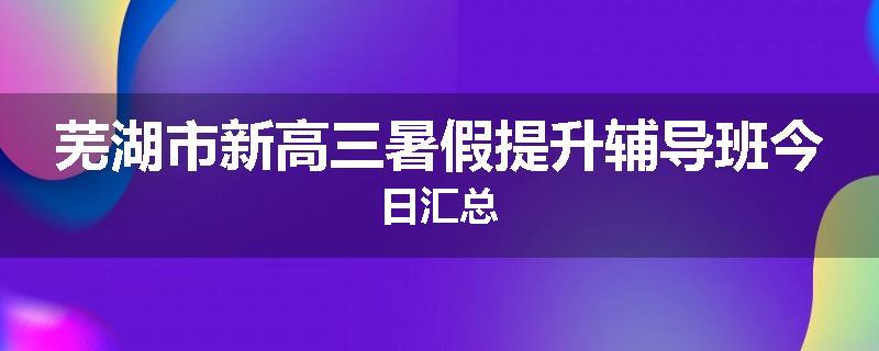 芜湖市新高三暑假提升辅导班今日汇总