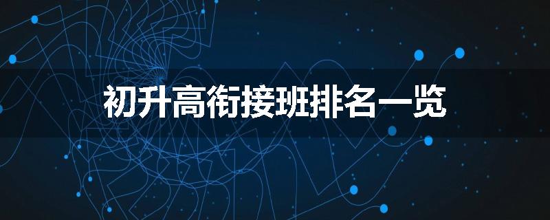 初升高衔接班排名一览