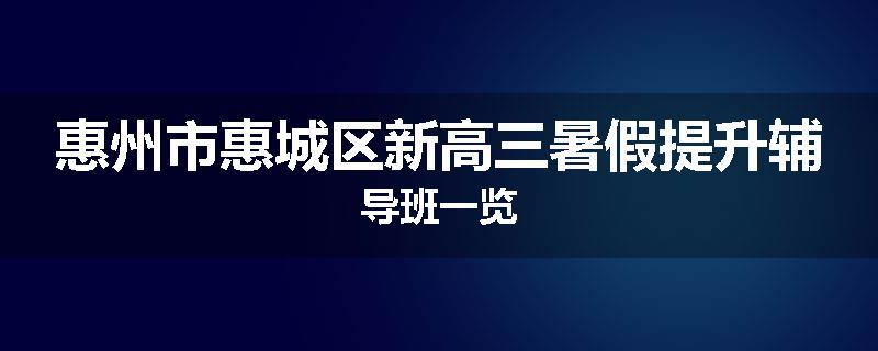 惠州市惠城区新高三暑假提升辅导班一览