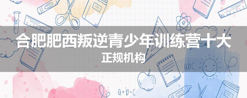 合肥肥西叛逆青少年训练营十大正规机构