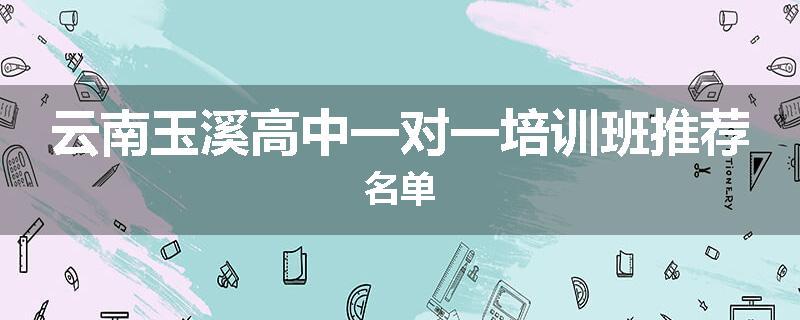 云南玉溪高中一对一培训班推荐名单