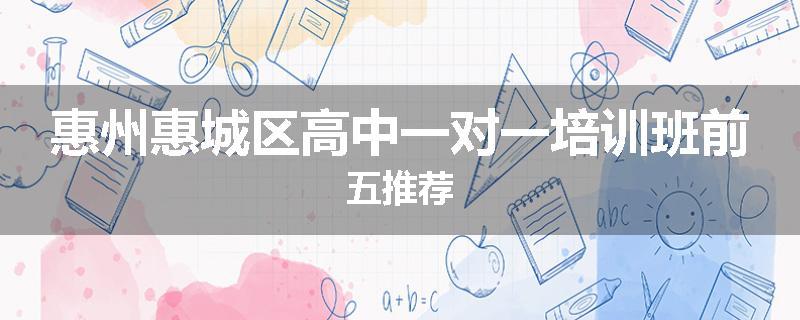 惠州惠城区高中一对一培训班前五推荐