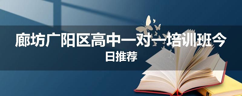 廊坊广阳区高中一对一培训班今日推荐