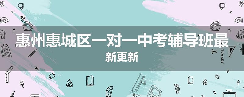 惠州惠城区一对一中考辅导班最新更新