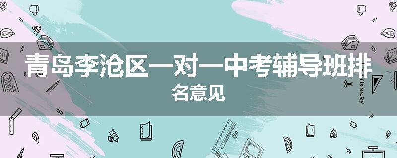 青岛李沧区一对一中考辅导班排名意见