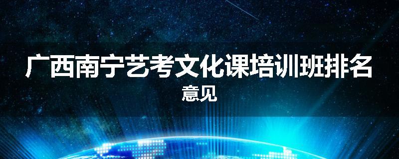 广西南宁艺考文化课培训班排名意见