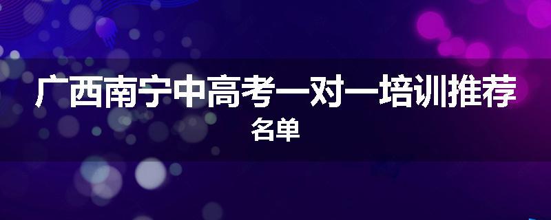 广西南宁中高考一对一培训推荐名单