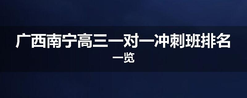 广西南宁高三一对一冲刺班排名一览