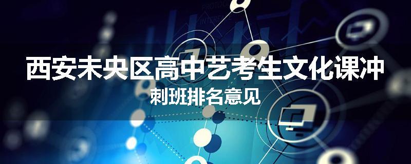 西安未央区高中艺考生文化课冲刺班排名意见