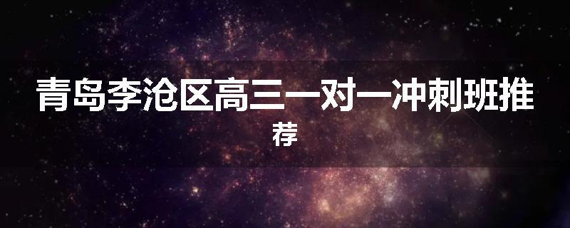 青岛李沧区高三一对一冲刺班推荐