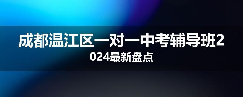 成都温江区一对一中考辅导班2024最新盘点
