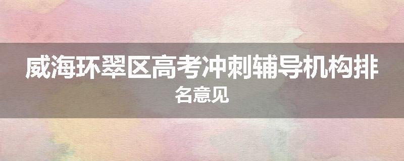 威海环翠区高考冲刺辅导机构排名意见