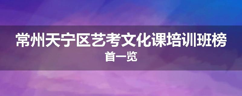 常州天宁区艺考文化课培训班榜首一览