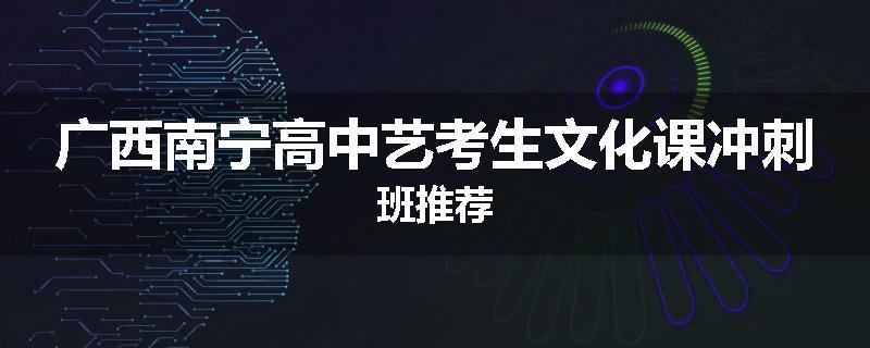 广西南宁高中艺考生文化课冲刺班推荐