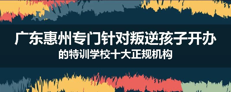 广东惠州专门针对叛逆孩子开办的特训学校十大正规机构