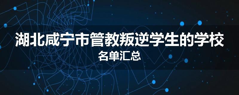 湖北咸宁市管教叛逆学生的学校名单汇总