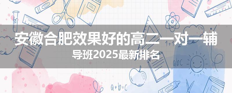 安徽合肥效果好的高二一对一辅导班2025最新排名