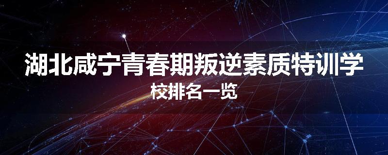 湖北咸宁青春期叛逆素质特训学校排名一览