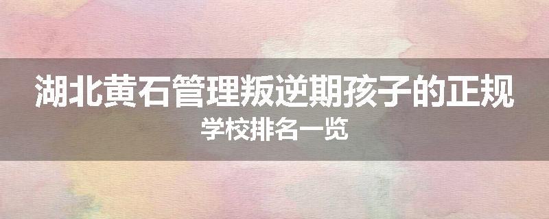湖北黄石管理叛逆期孩子的正规学校排名一览