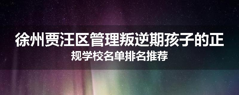 徐州贾汪区管理叛逆期孩子的正规学校名单排名推荐